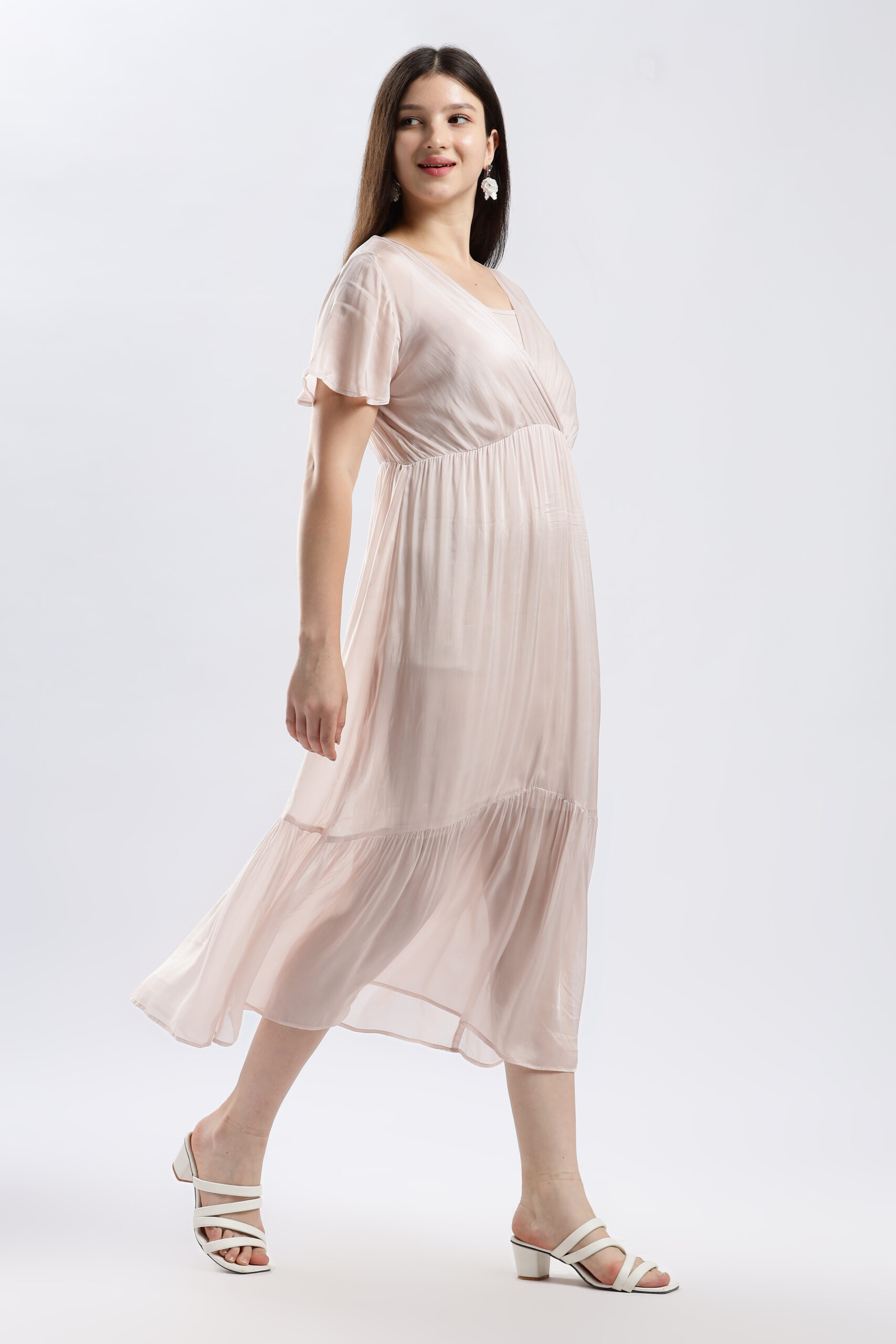 oyster silk dress Cowl Front Satin Bridesmaid Dress