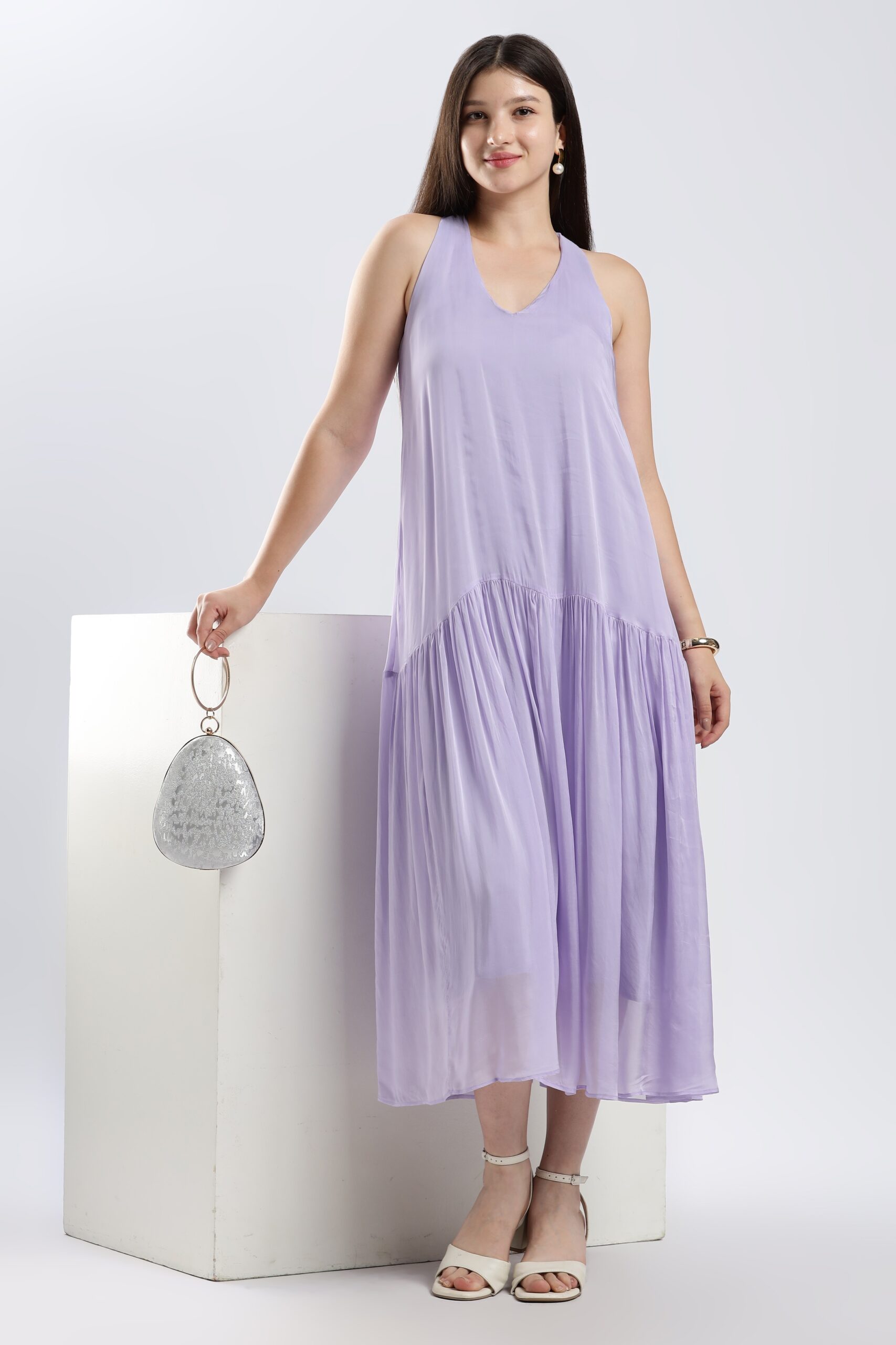 lavender halter neck dress Thats So Fetch | Mirella Plunge Halter Neck Maxi Dress | Lilac
